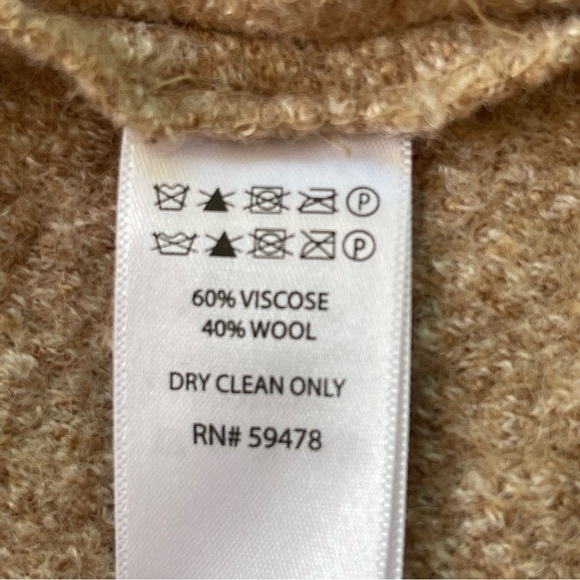 Tahari Long Open front Wool Blend Vest Cardigan Beige/Tan Size S - Picture 3 of 7